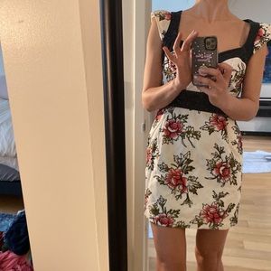 French Connection Floral Mini Dress - Black and Red